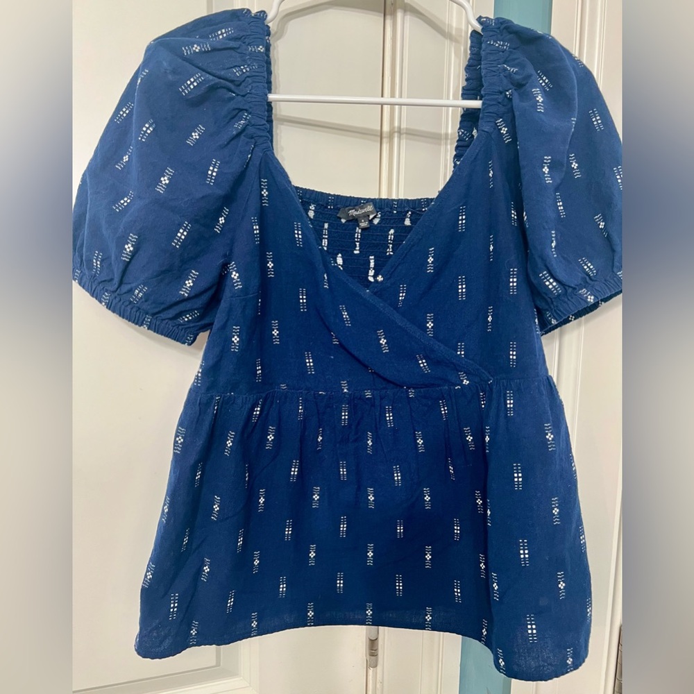 Madewell small Blue Puff Sleeve Top
